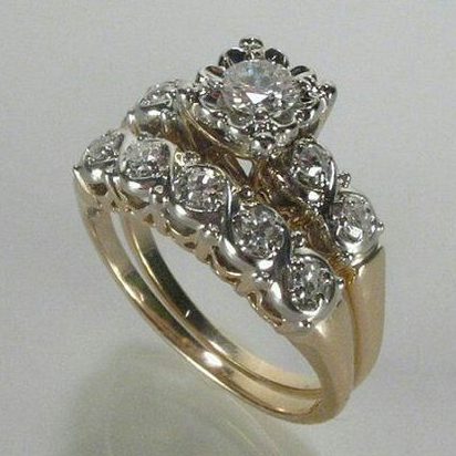 Bague vintage scintillante en or
