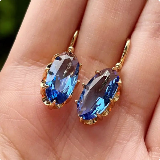 Boucles d'oreilles dorées Floraison Bleue